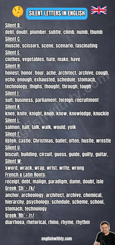 silent letters infographic